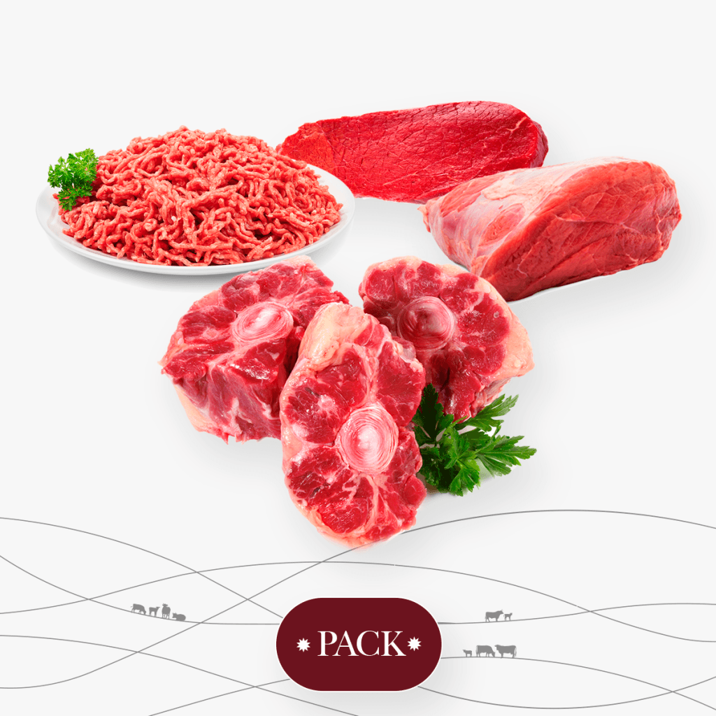 rabo de toro en un lote con otros cortes de carne de vacuno de bienestar animal