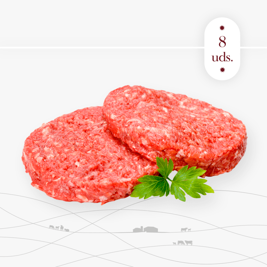 Hamburguesas de carne de vacuno sin aditivos. Añojo bajo en grasa